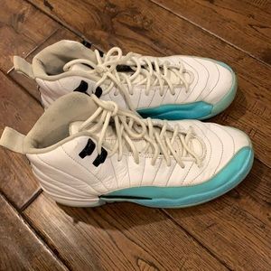 Jordan 12 Aqua blue and white